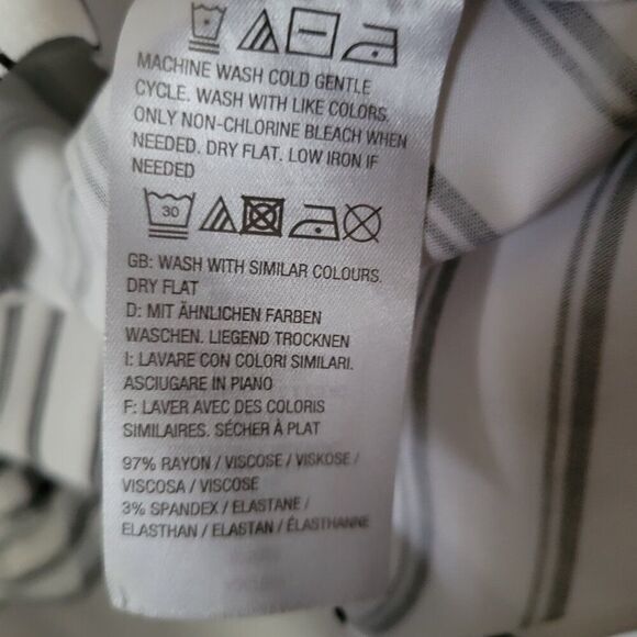 Du Jour QVC Size 16 Wrap Blouse side zip black white stripes Rayon blend d'contd - Picture 15 of 15